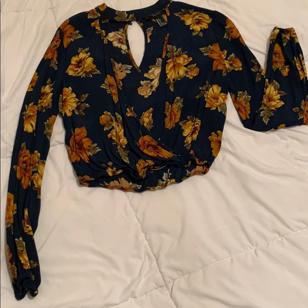 forever 21 floral long sleeve crop